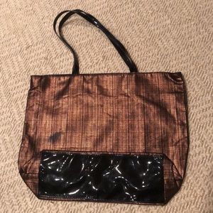 SAKS FIFTH AVENUE (13") Metallic Copper Brown  Tote/Shoulder  Bag